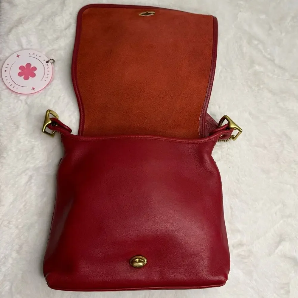 Vintage Coach y2k Red Legacy Companion Flap Crossbody Shoulder Bag